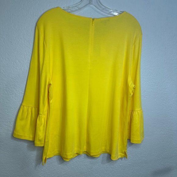 Talbots Yellow Ruffle Sleeve Top Size XL - Picture 9 of 15